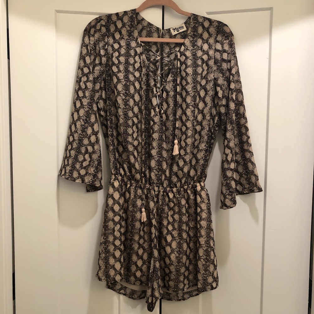 Show me your mumu romper in snakeskin pattern
